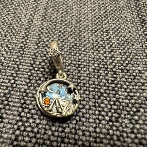 Pandora Silver Camping Scene Charm with Blue and Orange Accents